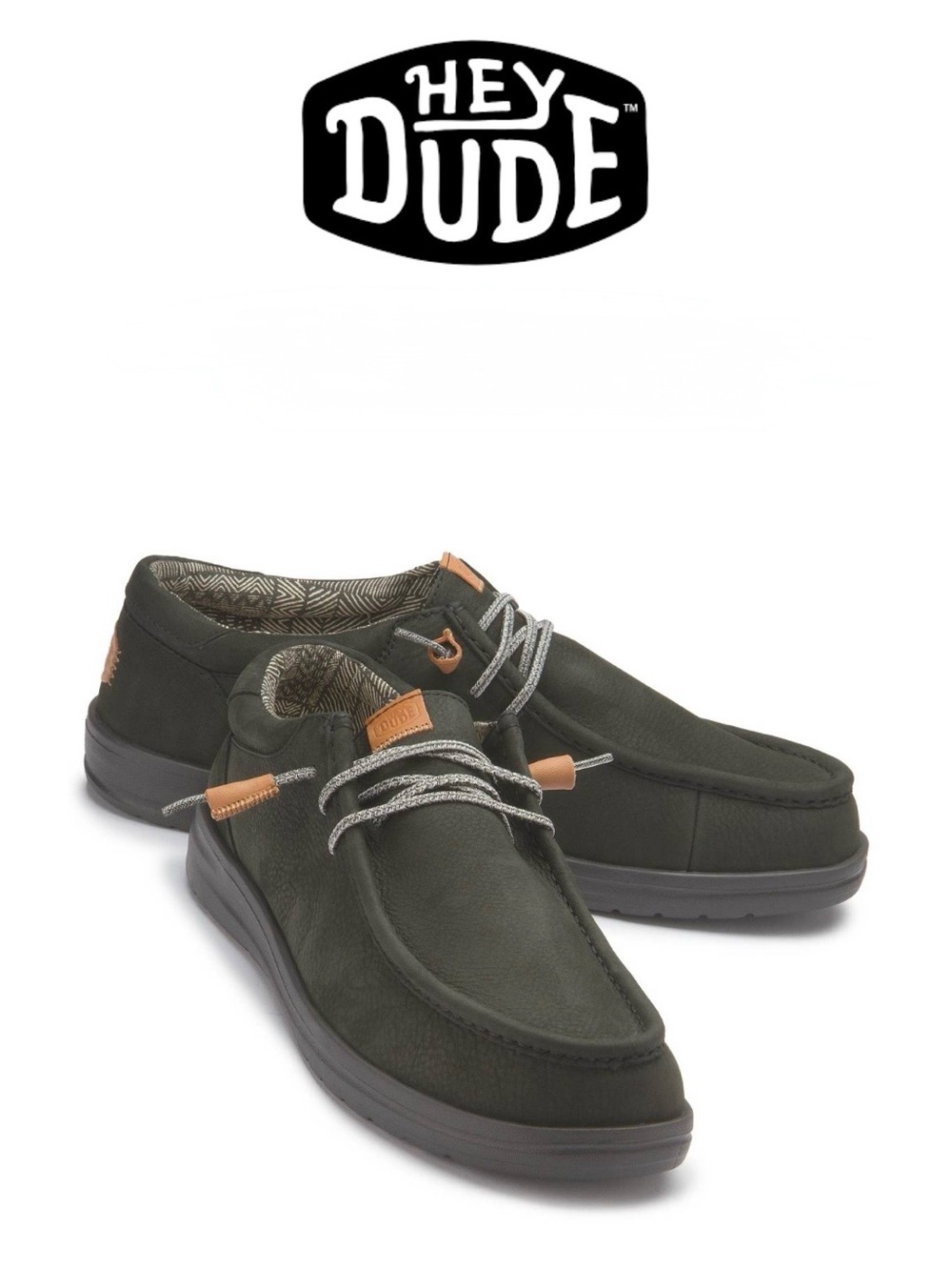 Hey Dude Wally Grip Leather Suede Lace-Up Slip On Shoes